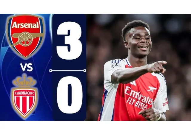 Bukayo Saka lập cú đúp giúp Arsenal đánh bại Monaco tỷ số 3-0